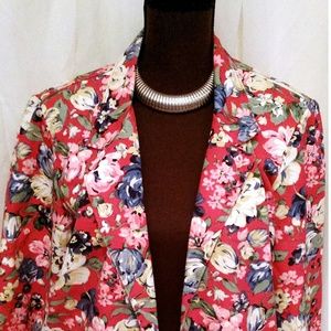 Vintage Red Floral Skirt Suit by Grapevine Size SM